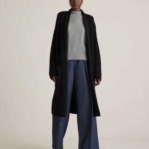 Quince Merino Wool Black Duster Cardigan Size Small